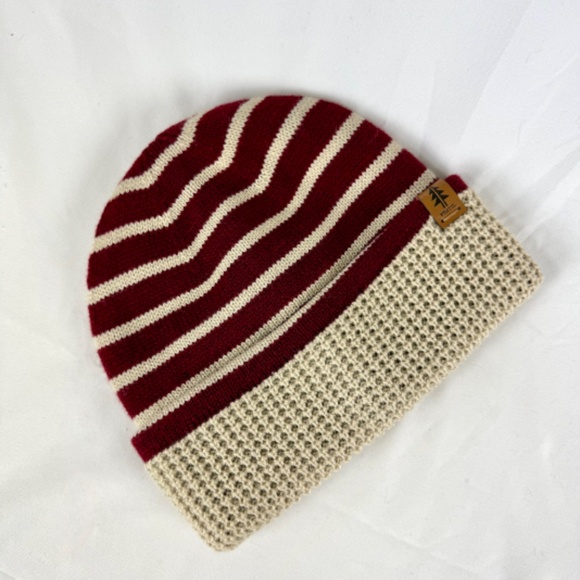 New wTags Pistil Stocking Cap Ski Beanie Hat Maroon Beige Stripes Excellent Gift - Picture 11 of 14